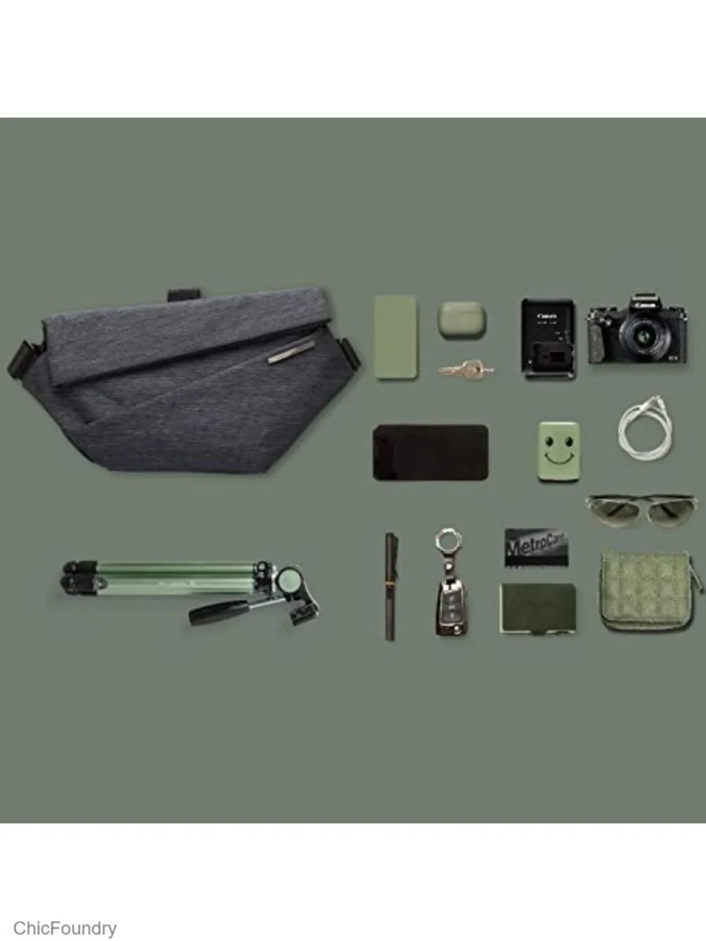 Expandable 5-6L Sling Bag with Five Zones, YKK Zipper and Mag-Snap, Men's